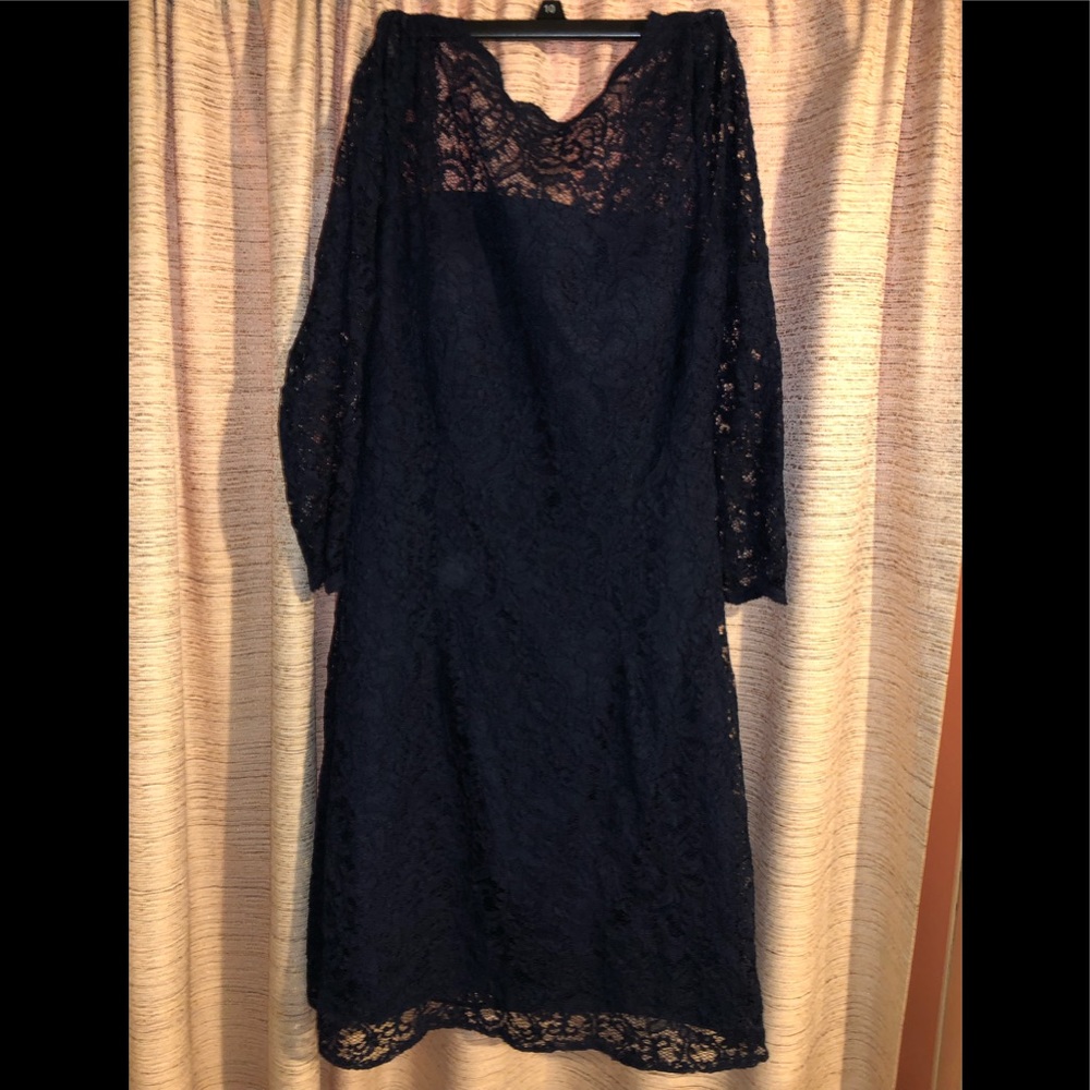 Belsoie Navy Lace Bridesmaid Dress